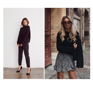 Catherine Malandrino Black Fur Wrist Knit Sweater